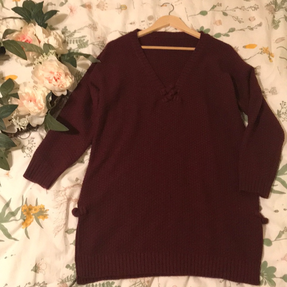 Maroon Oversized Knit Sweater